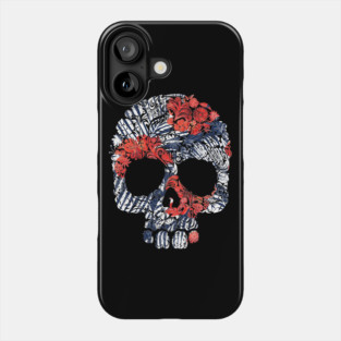 Tropical Floral Red Blue Skull Phone Case