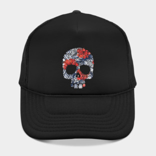 Tropical Floral Red Blue Skull Hat