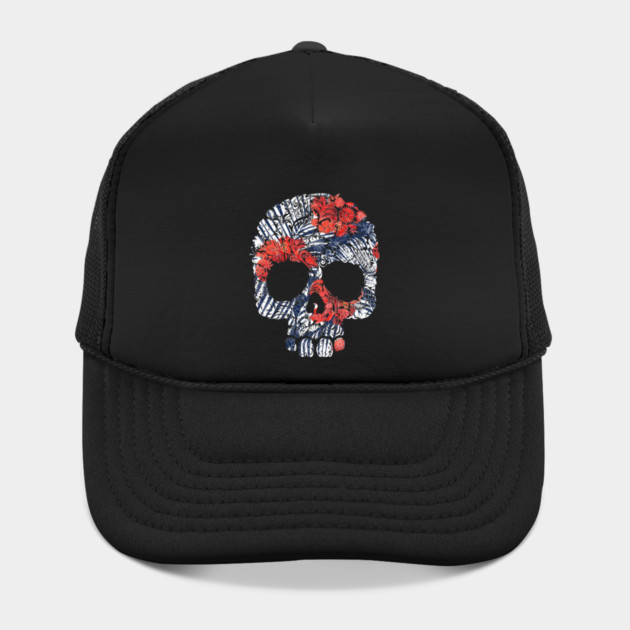 Tropical Floral Red Blue Skull by logiamerch