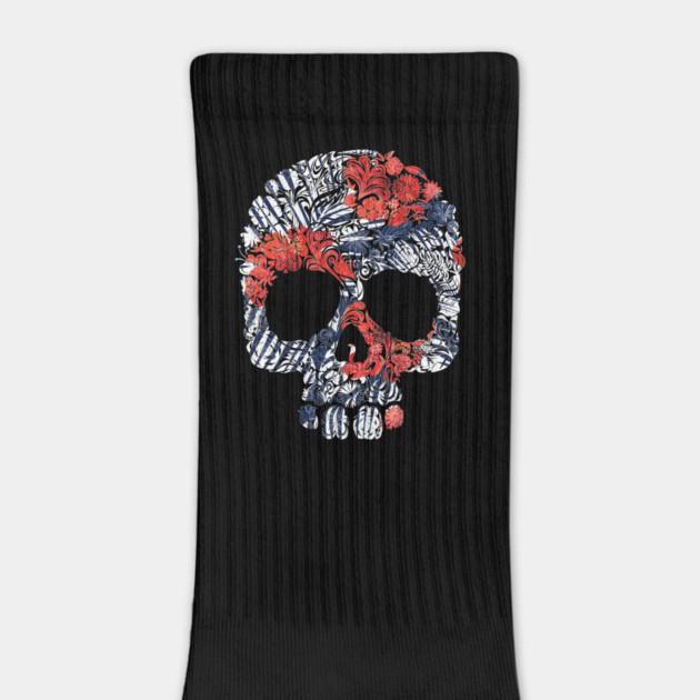 Tropical Floral Red Blue Skull by logiamerch