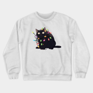 Christmas Cat in Christmas Lights Crewneck Sweatshirt