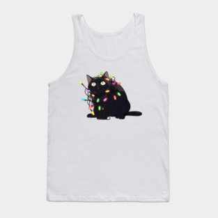 Christmas Cat in Christmas Lights Tank Top