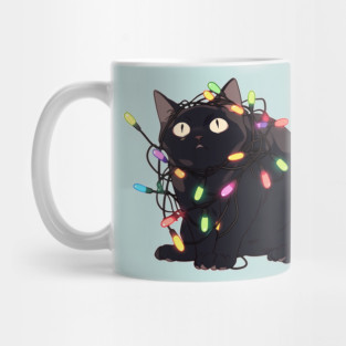 Christmas Cat in Christmas Lights Mug