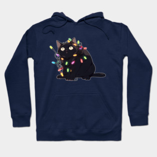 Christmas Cat in Christmas Lights Hoodie