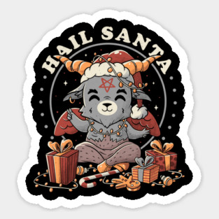 Hail Santa - Funny Cute Evil Christmas Baphomet Sticker