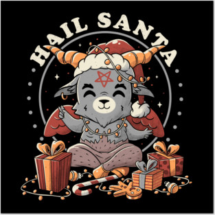 Hail Santa - Funny Cute Evil Christmas Baphomet Posters and Art