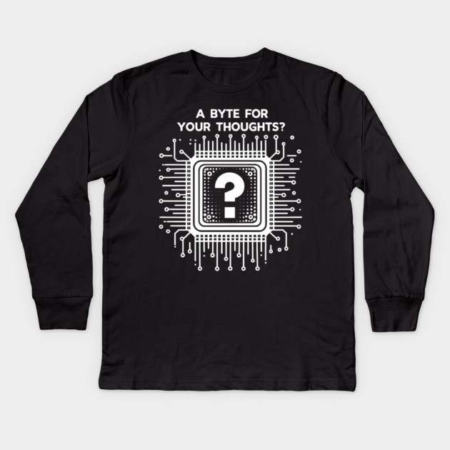 A Byte For Your Thoughts? Kids Long Sleeve T-Shirt by Frank Ring