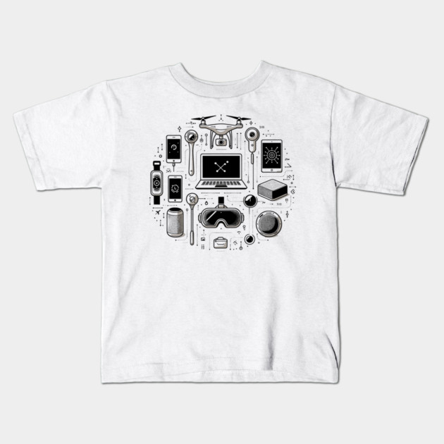 Gadgets The Tools of The Modern Age Kids T-Shirt by Frank Ring