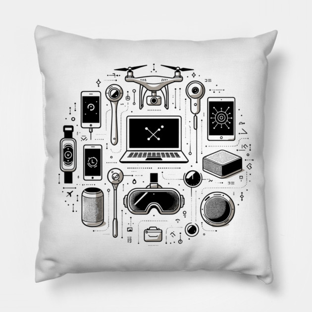 Gadgets The Tools of The Modern Age Pillow by Frank Ring