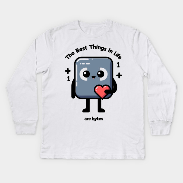The Best Things in Life Are Bytes Kids Long Sleeve T-Shirt by Frank Ring