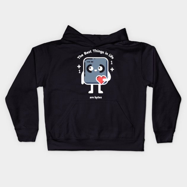 The Best Things in Life Are Bytes Kids Hoodie by Frank Ring