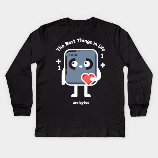 The Best Things in Life Are Bytes Kids Long Sleeve T-Shirt by Frank Ring