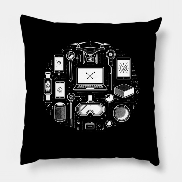 Gadgets The Tools of The Modern Age Pillow by Frank Ring