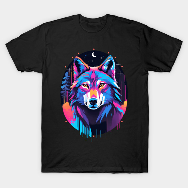 Eerie Neon Blacklight Wolf Shirt T-Shirt by WolfMerrik