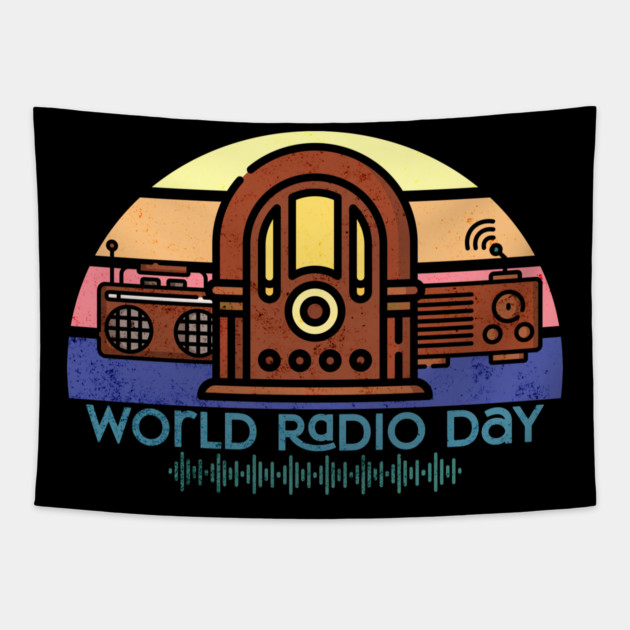 Retro World Radio Day Tapestry by HolidayBug