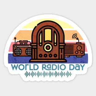 Retro World Radio Day Sticker