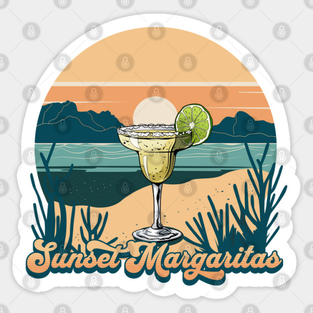 Retro Sunset Margaritas Sticker by HolidayBug