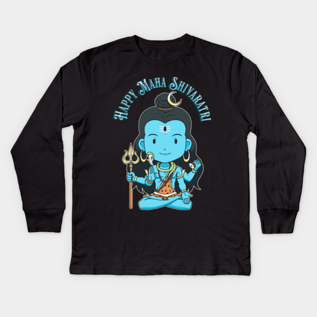 Lord Shiva in Lotus Pose Kids Long Sleeve T-Shirt by HolidayBug