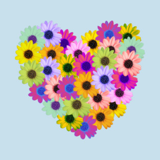 Daisy heart - spa blue background T-Shirt