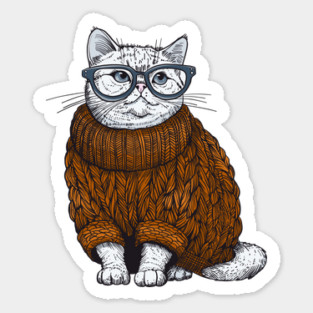 Sweater Weather White Cat Autumn 6 Sticker