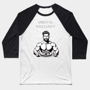 The Grateful Carnivore: Man eating steak being thankful Baseball T-Shirt