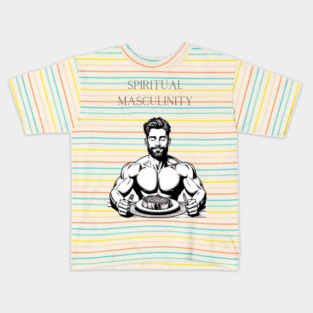 The Grateful Carnivore: Man eating steak being thankful Kids T-Shirt