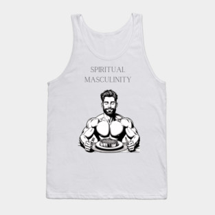 The Grateful Carnivore: Man eating steak being thankful Tank Top