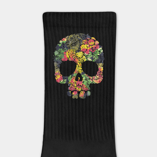 Tropical Multi Color Floral Skull by logiamerch