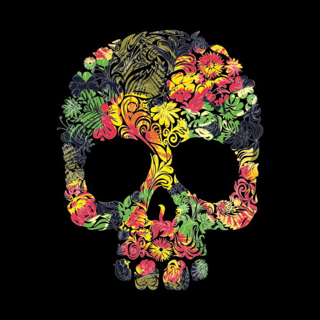 Tropical Multi Color Floral Skull by logiamerch