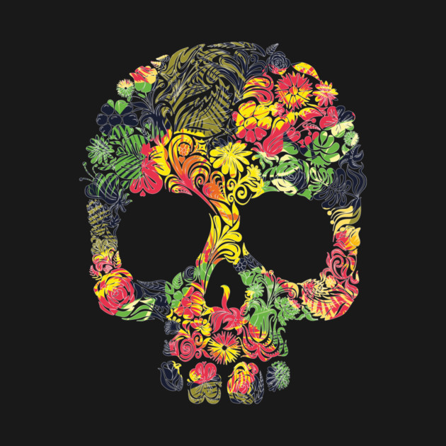 Tropical Multi Color Floral Skull by logiamerch