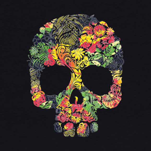Tropical Multi Color Floral Skull by logiamerch