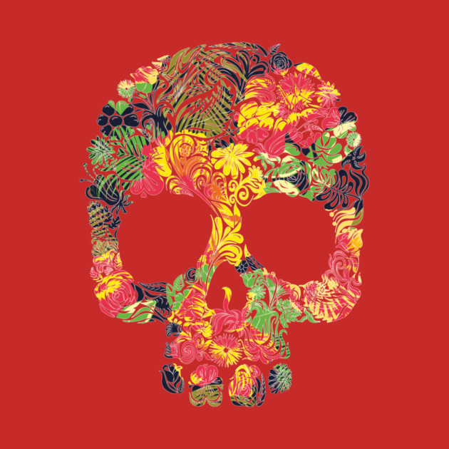 Tropical Multi Color Floral Skull by logiamerch