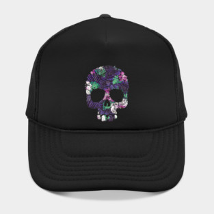 Purple Floral Tropical Skull Hat
