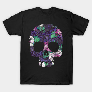 Purple Floral Tropical Skull T-Shirt