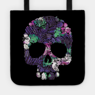 Purple Floral Tropical Skull Tote