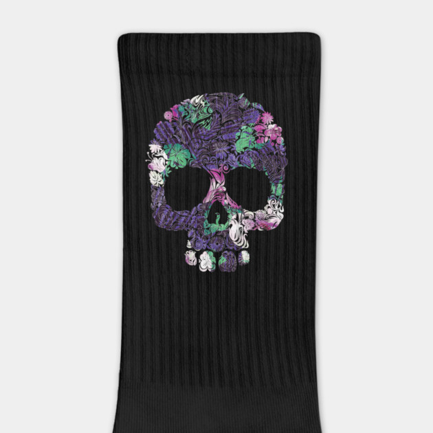 Purple Floral Tropical Skull by logiamerch