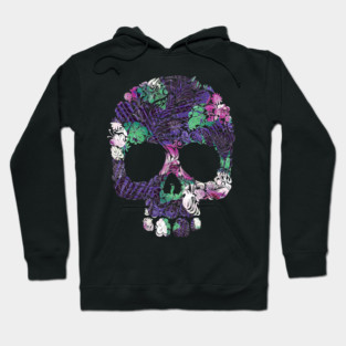 Purple Floral Tropical Skull Hoodie