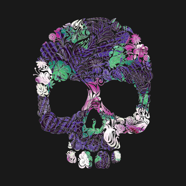Purple Floral Tropical Skull by logiamerch