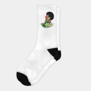 Afro Woman With Chameleon Socks