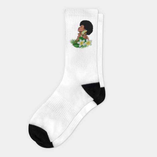 Afro Woman With Chameleon Socks by logiamerch