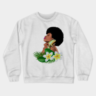Afro Woman With Chameleon Crewneck Sweatshirt