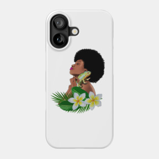 Afro Woman With Chameleon Phone Case