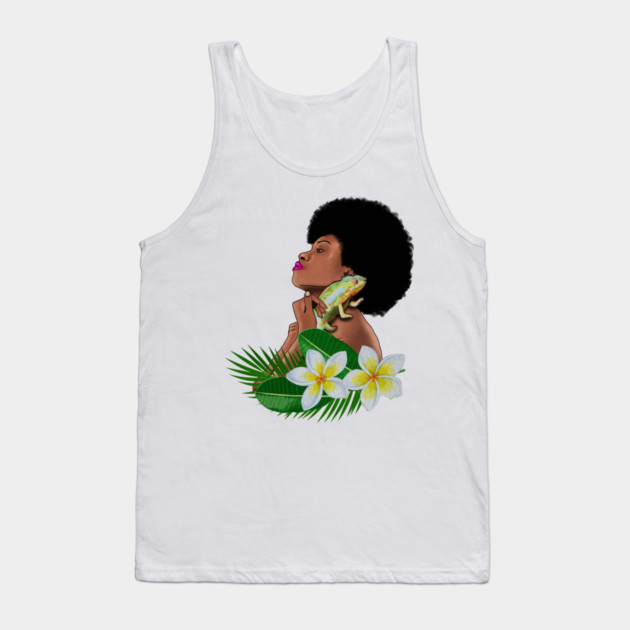 Afro Woman With Chameleon Tank Top by logiamerch