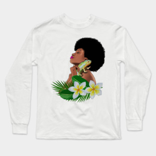 Afro Woman With Chameleon Long Sleeve T-Shirt