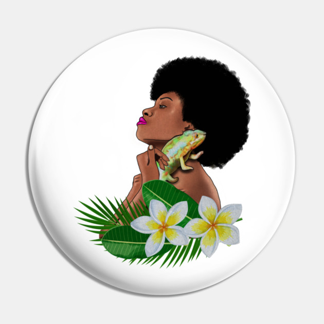 Afro Woman With Chameleon Pin by logiamerch