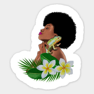 Afro Woman With Chameleon Sticker