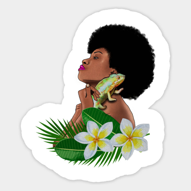 Afro Woman With Chameleon Sticker by logiamerch
