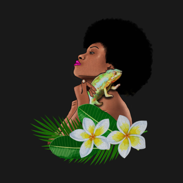 Afro Woman With Chameleon by logiamerch