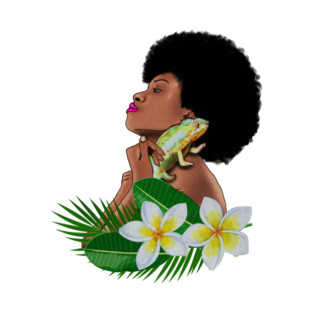 Afro Woman With Chameleon T-Shirt