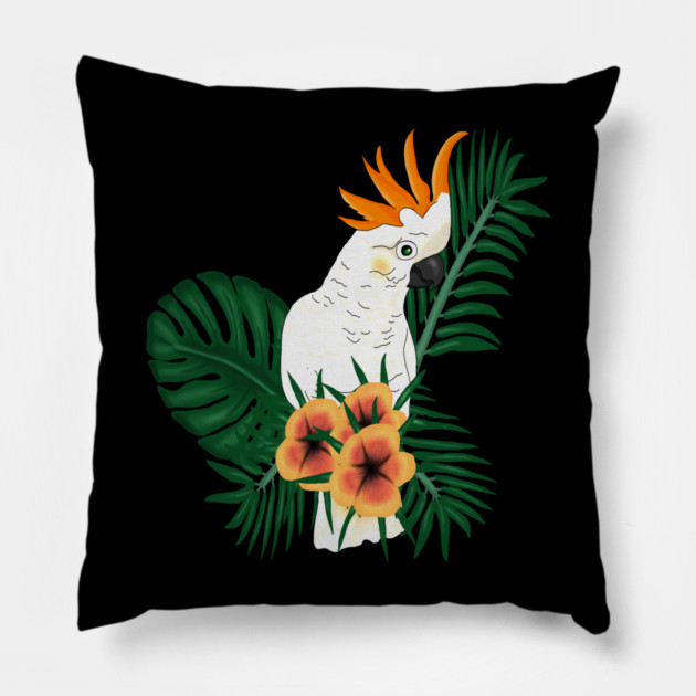 Parrot White Orange Pillow by logiamerch